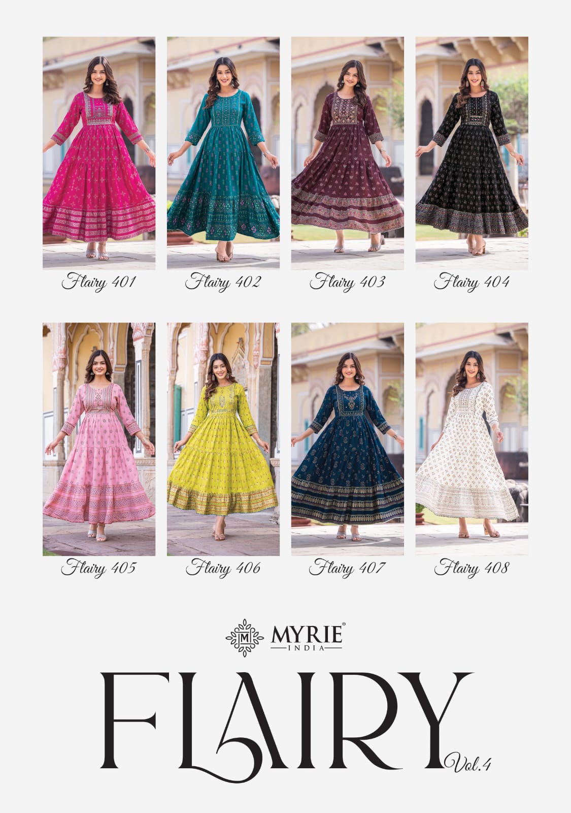 Flairy Vol 4 By Myrie Long Printed  Anarkali Kurtis Catalog